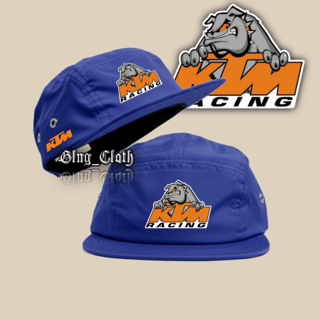 Topi 5 Panel KTM RACING PITBULL - Topi Lima Panel Race Outdoor - Five Panel Caps Hat Pria Wanita