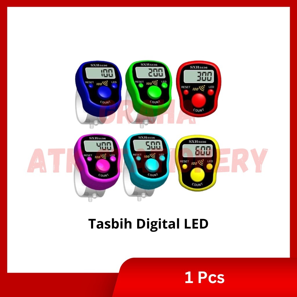[1 Pcs] Tasbih Digital LED Alarm Bunyi Setiap Angka 100 / LED Finger Setiap 100 Alarm Bunyi