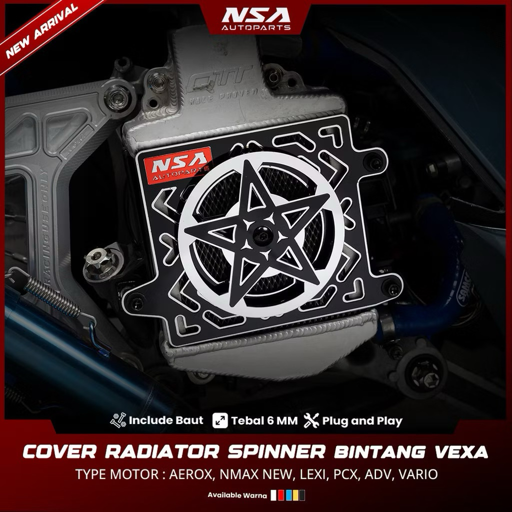 NSA COVER RADIATOR SPINER BINTANG VEXA TYPE BLACK SERIES VARIO PCX NMAX AEROX ADV LEXI STYLO Tutup R
