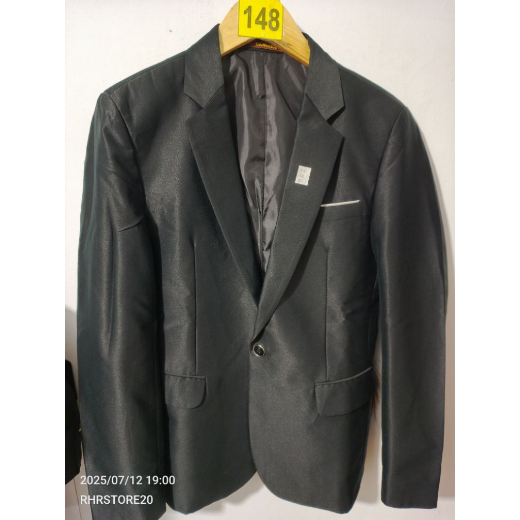 JAS BLAZER PRIA FORMAL HITAM GLOSY SUPER MEWAH ziozia