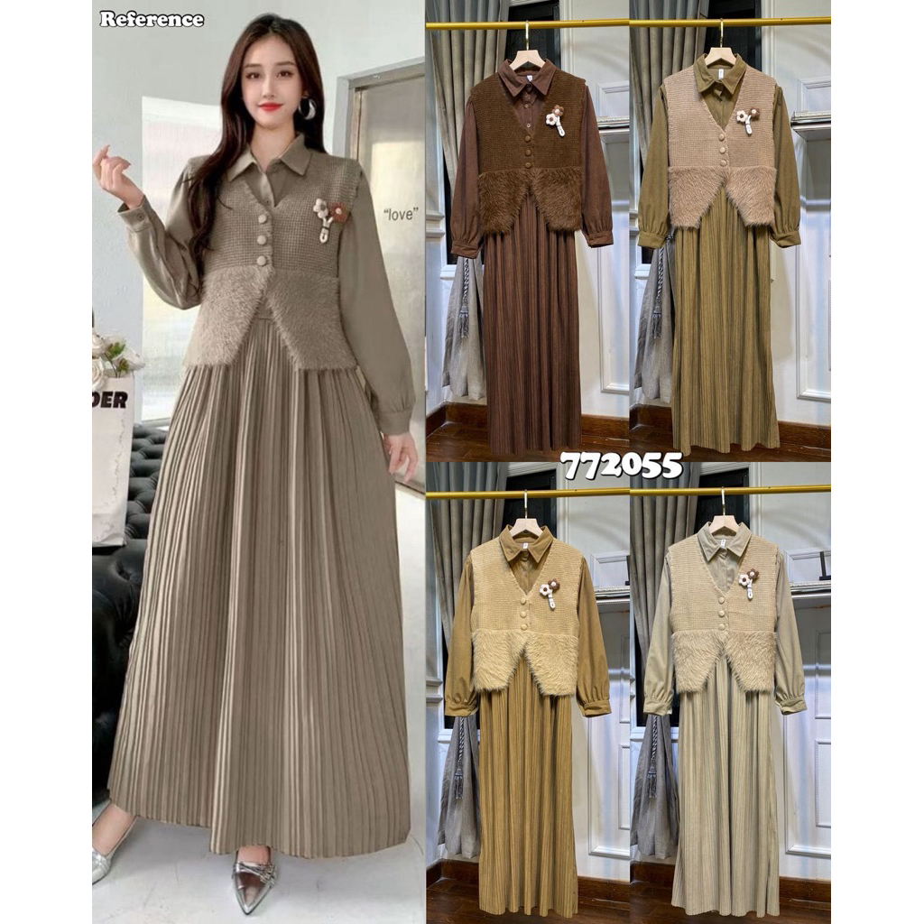 Wanda Dres -Set Gamis Rompi Rajut Wanita Muat dr Bb 40-80