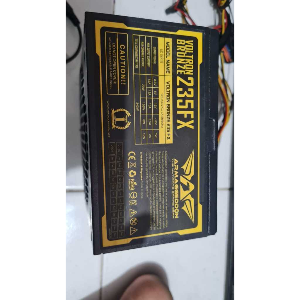 PSU Power Supply Unit Armaggeddon Voltron Bronze 235FX 242Watt RGB PC Komputer