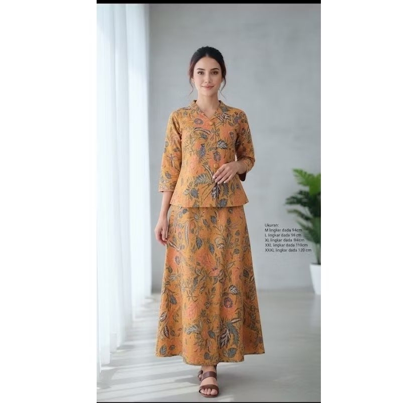 Setelan Batik Rok & blus baju kantor wanita dewasa atasan kerja siona