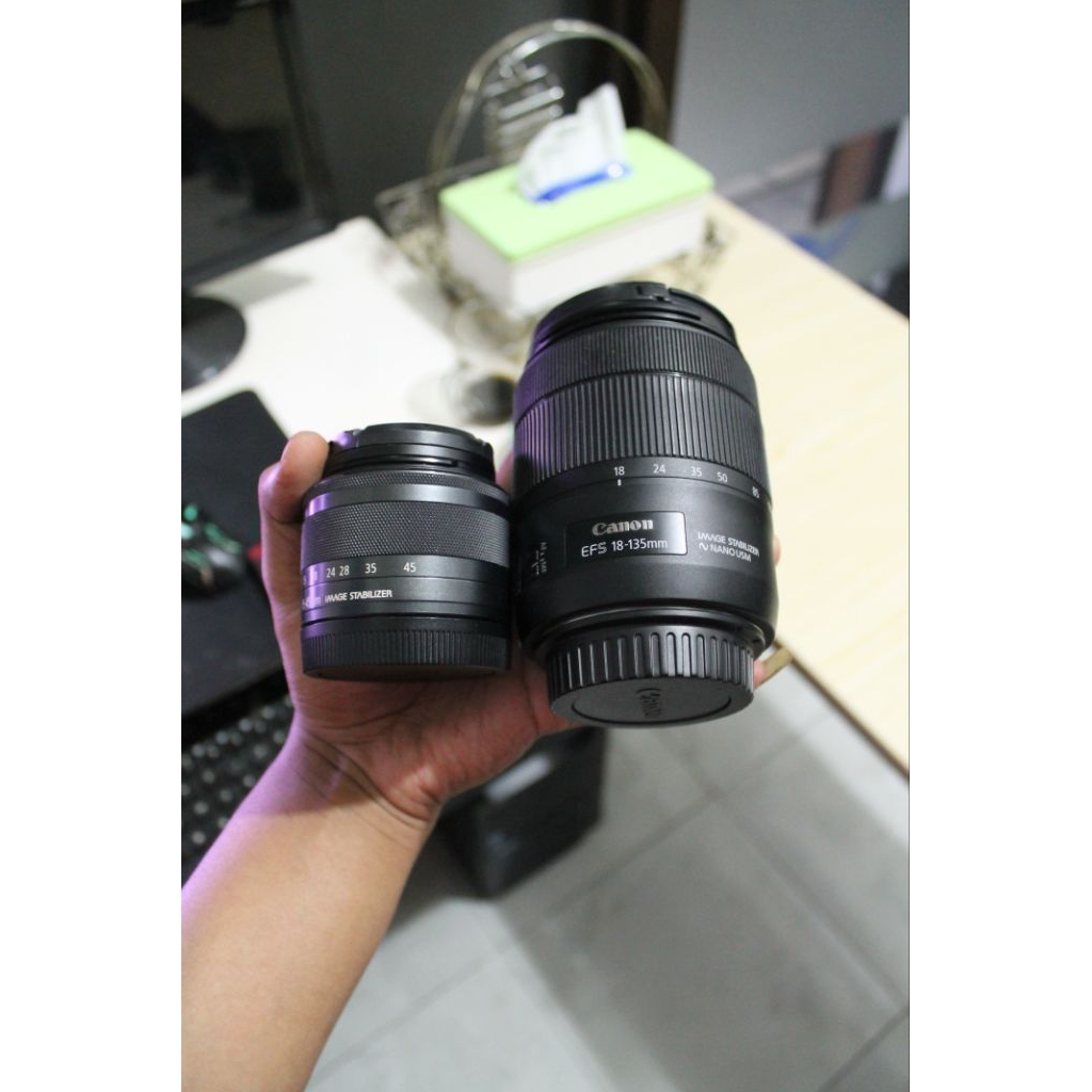 4 pcs Lensa Canon Bekas/Second 18-135mm nano usm, 15-45mm, EF 28-105mm USM, EF 75-300mm