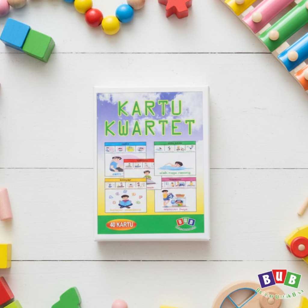 Kartu Kwartet Edukasi Anak: Belajar Aktivitas Harian & Sosial | Mainan Edukatif PAUD TK SD Isi 40
