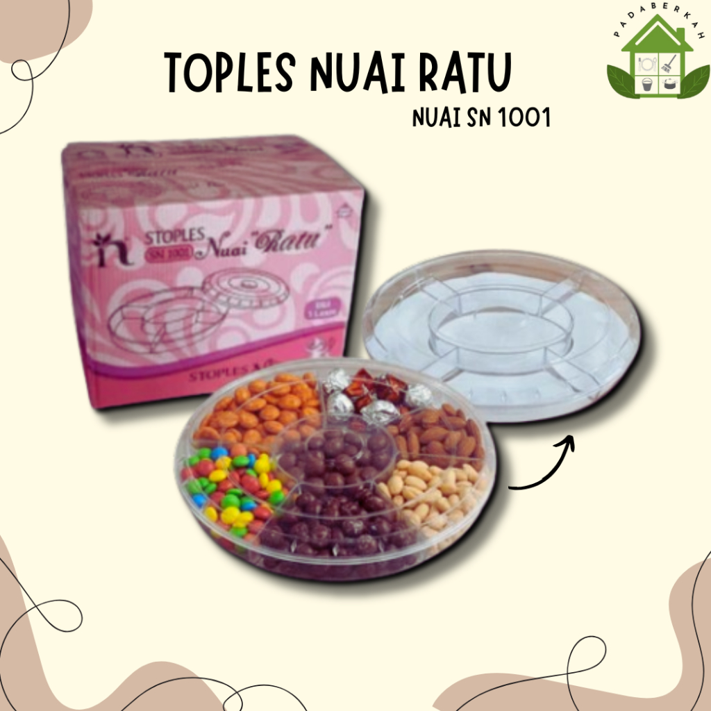 Toples Nuai Ratu Sekat 5 SN 1001 Toples Ratu Toples Coklat Kue Kering Lebaran Bentuk Oval