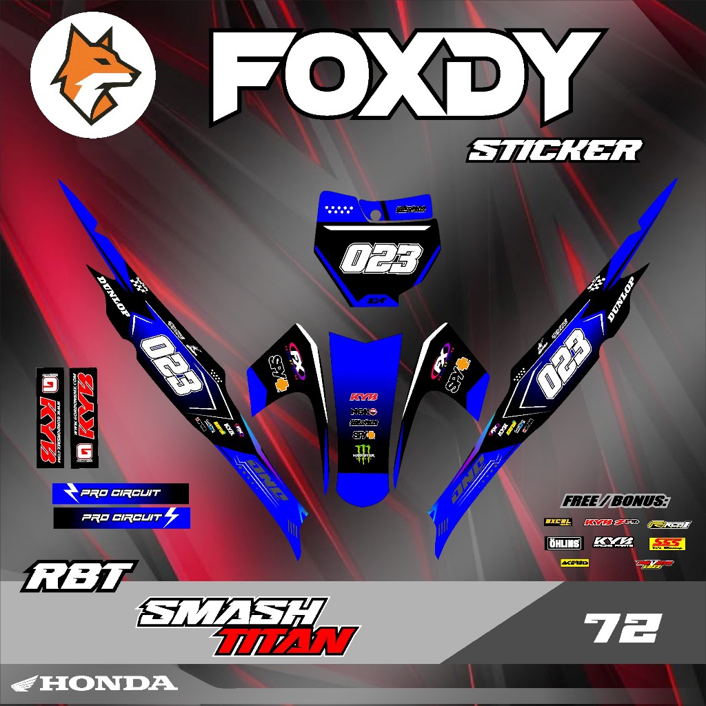 FOXDY Stiker STRIPING MOTOR SMASH TITAN SEMI FULL BODY SUPERMOTO RBT NEW F72 RBT - Motorbike Decal D