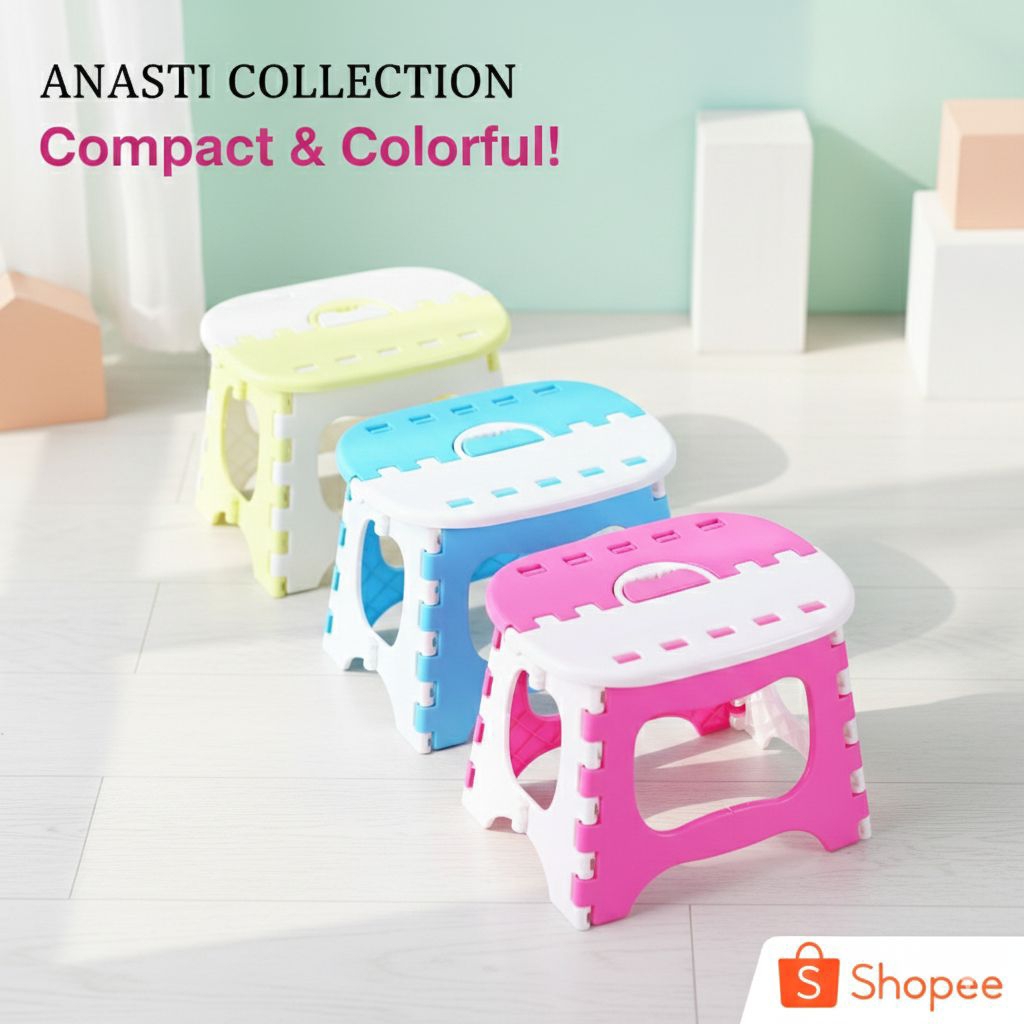 Kursi lipat anak portable bangku lantai mini kecil motif karakter kartun lucu dingklik duduk