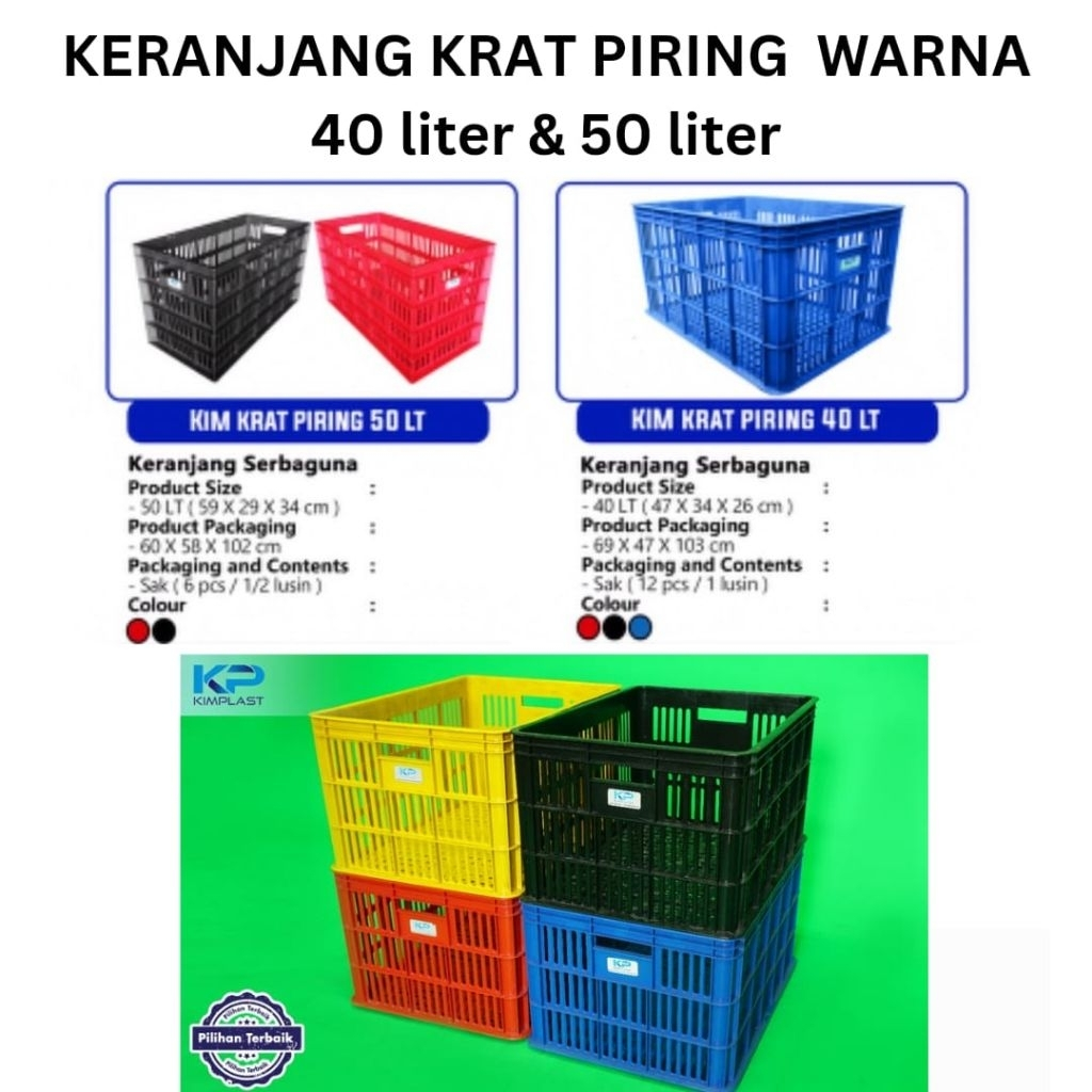 Keranjang Krat Piring Plastik Warna/Hitam