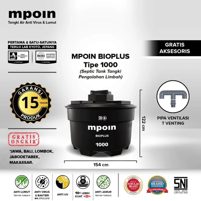 Tangki Septik BioTank Bio Septic tank MPOIN BIOPLUS 1000 Liter
