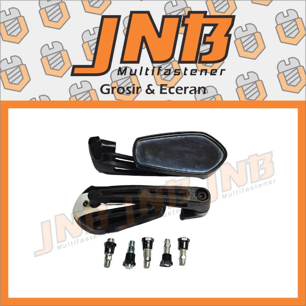 Spion Variasi Universal + Baut + Bosh ZX-2654 ( BLACK WHITE ) Spion Variasi Universal 1 Set Kanan Ki