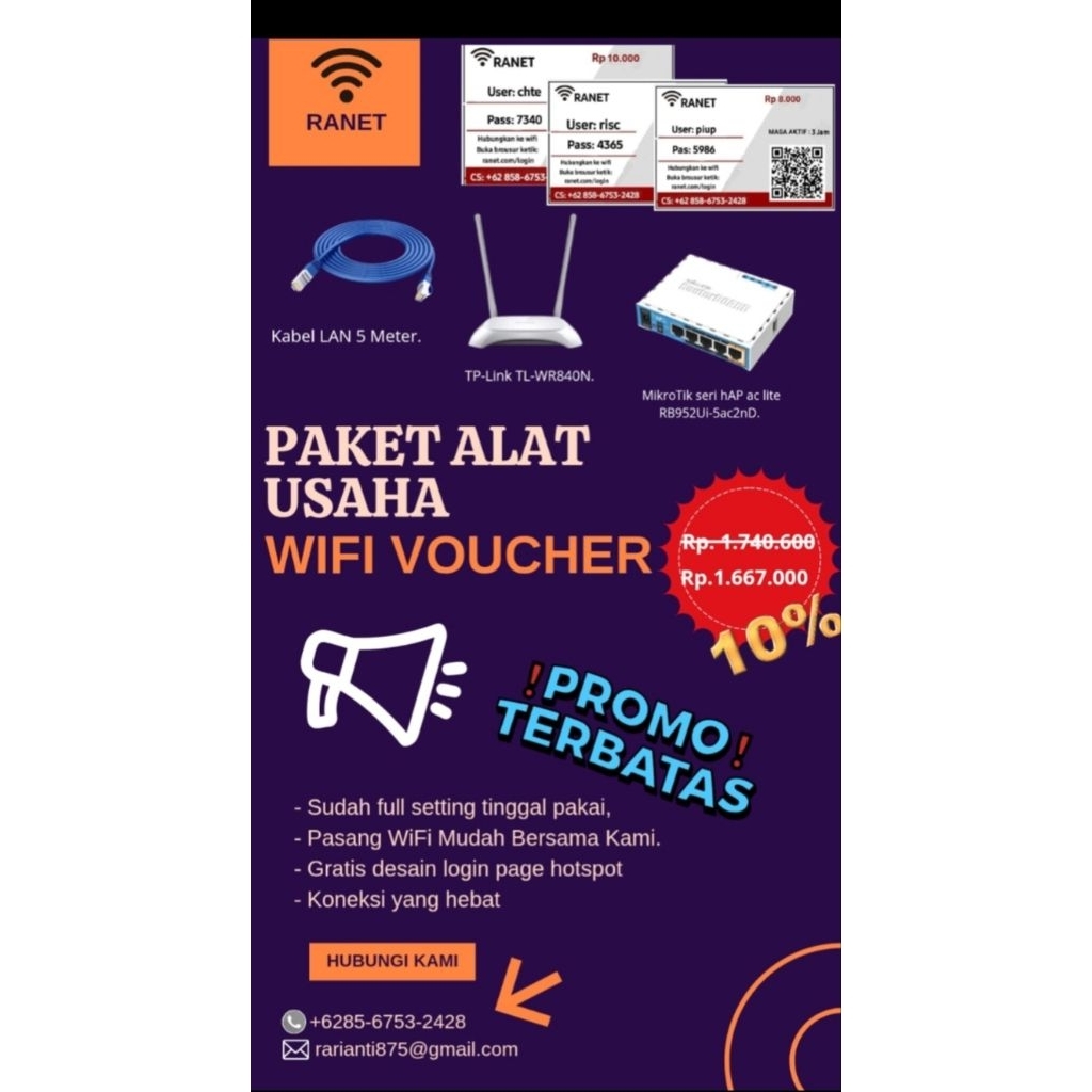 Paket Alat Voucher WiFi