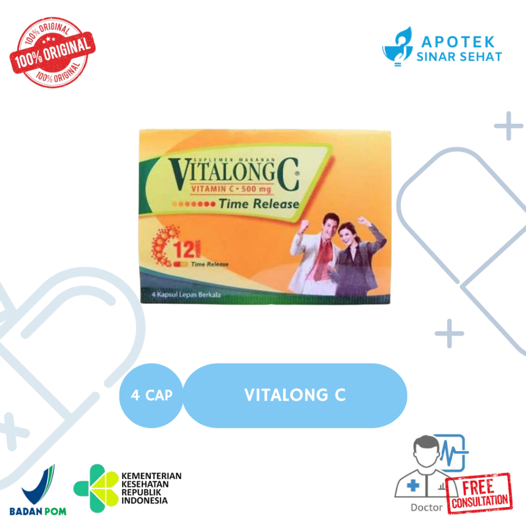 Vitalong C 4 Tablet Vitamin C 500 mg Time Release untuk Kesehatan Tubuh dan Zinc