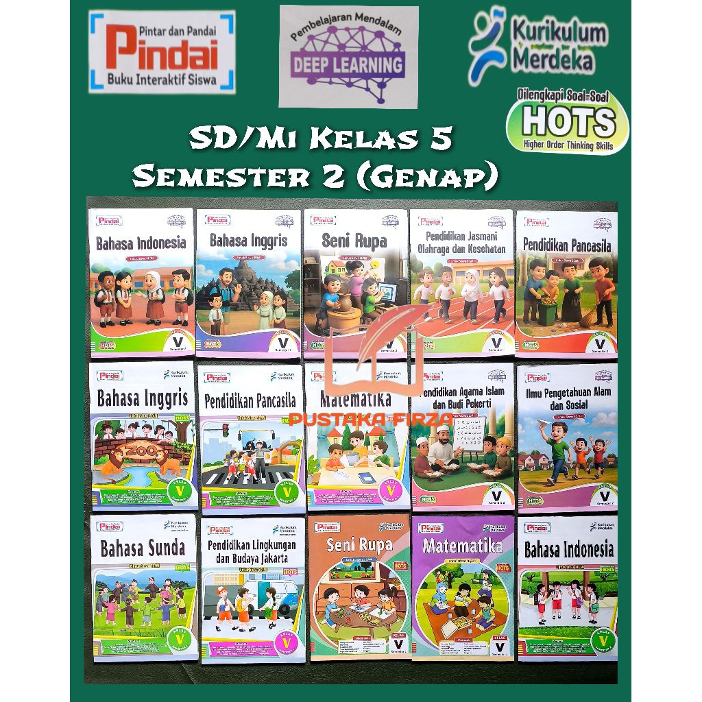 LKS PINDAI Kurikulum Merdeka Kelas 5 SD/Mi  Semester 2 .Matematika.Ipas.Ppkn.Agama Islam.Pjok.Seni r