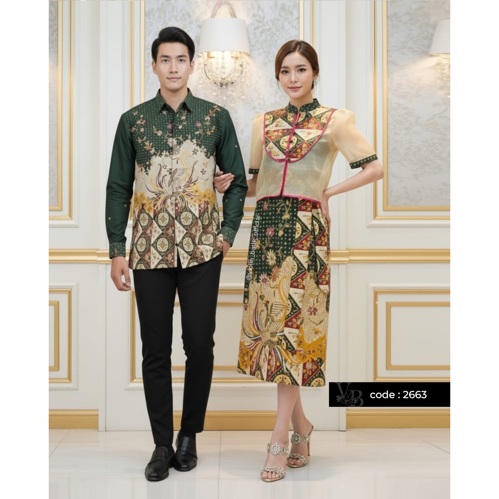 Violin Batik Dress Katun Outer Organza Krah Cheongsam 2663