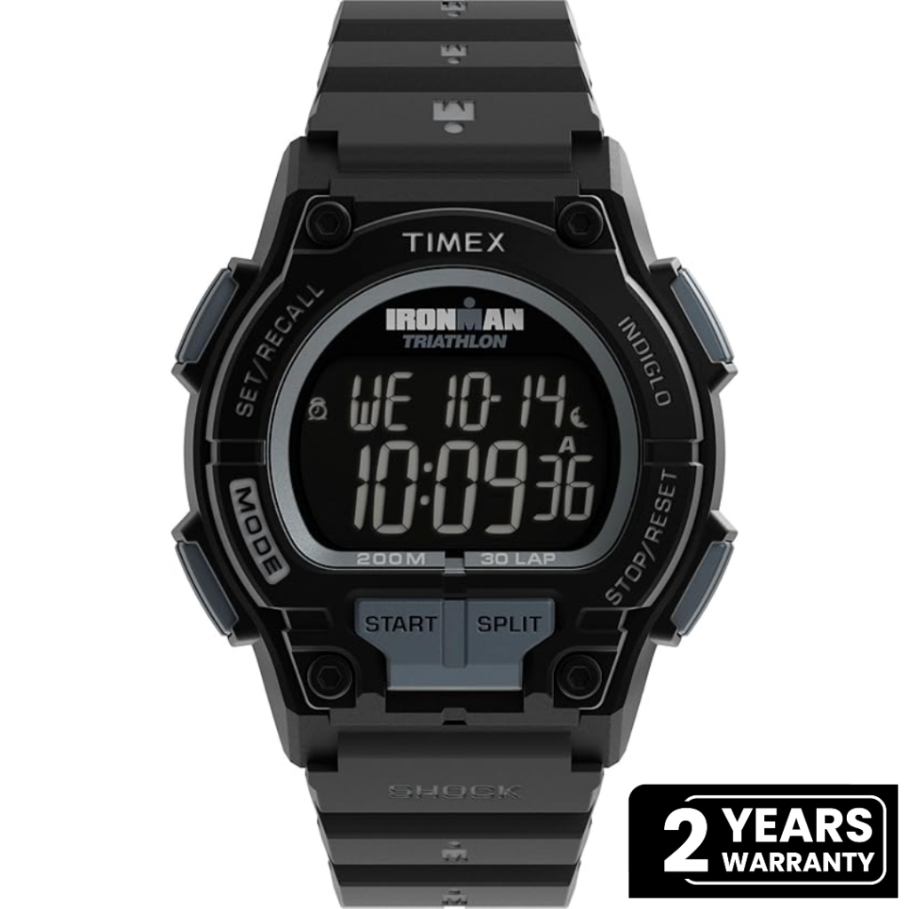 Jam Tangan Pria Timex Ironman Men Digital Dial Black Rubber Strap TW5M64900NN Original