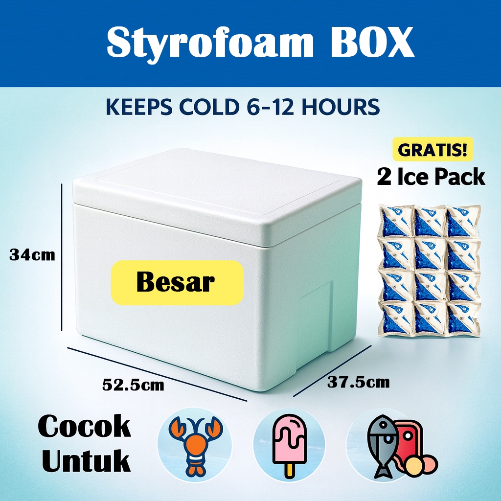 Styrofoam Box/Box Sterofoam/Kotak Styrofoam + Ice Pack
