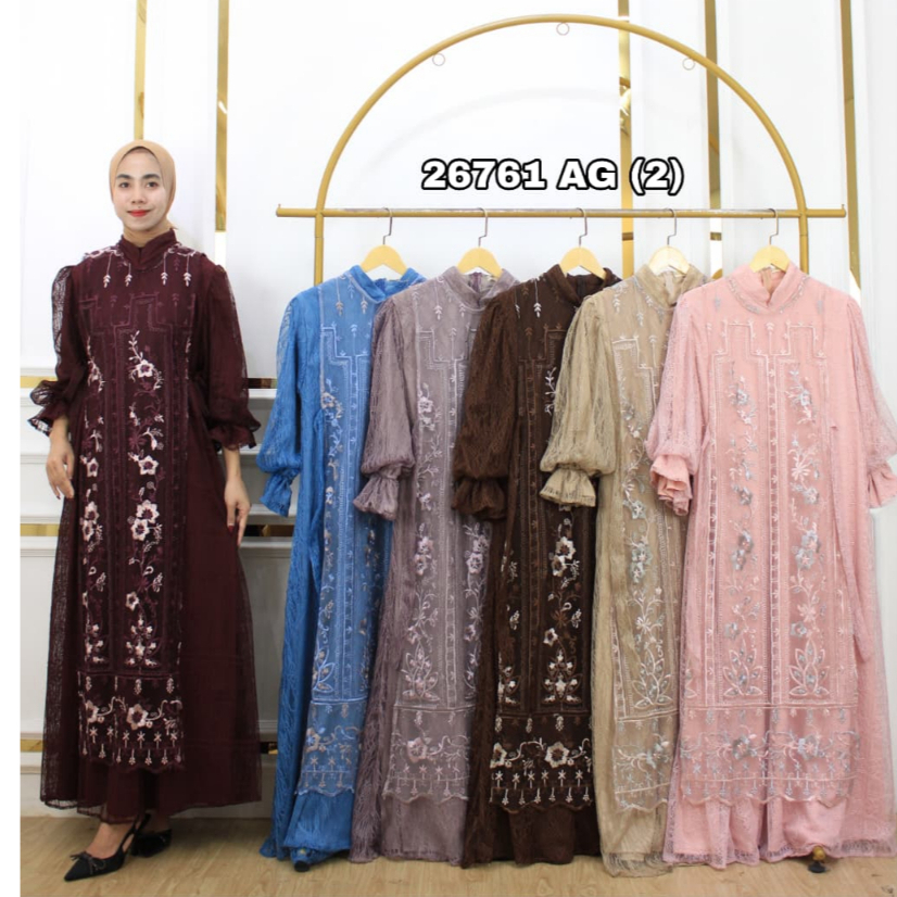 GAMIS WANITA TILE BRUKAT YSY AG2, GAMIS LEBARAN 2026, OUTER LEPAS PASANG