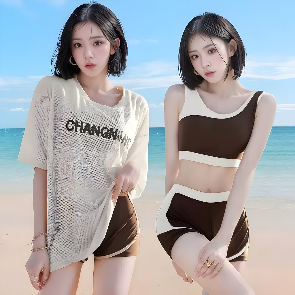 ( GROSIRLUCKY KODE #603 ) Sexy Bikini Top + Hotpants Premium / Swimwear 3in1 Wanita Dewasa / Kaos Ov