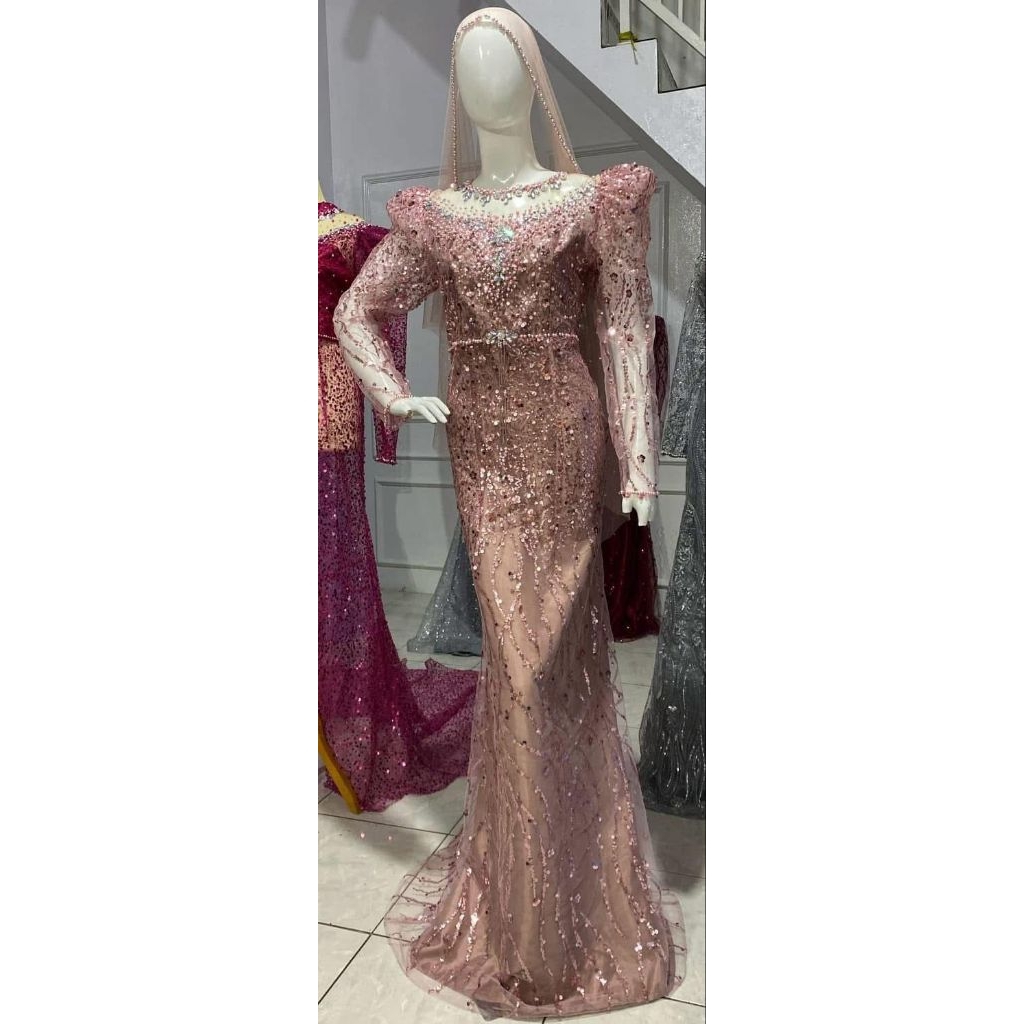 Gaun Pengantin Rose Gold