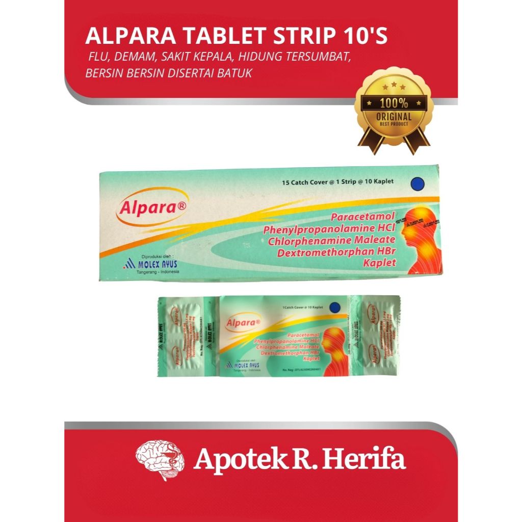 ALPARA TAB 1 STRIP 10 TAB OBAT UNTUK PEREDA GEJALA FLU, BATUK DAN DEMAM