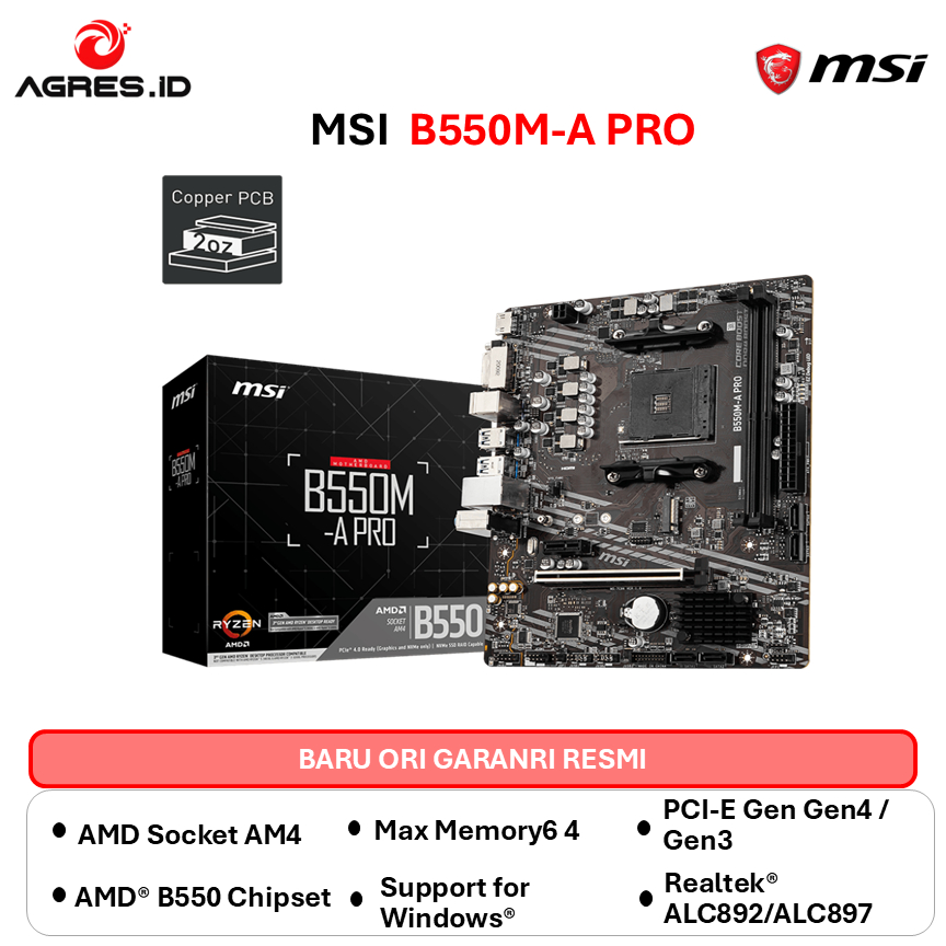 MSI MOTHERBOARD B550M A PRO DDR4 AM4 /AMD 3Y