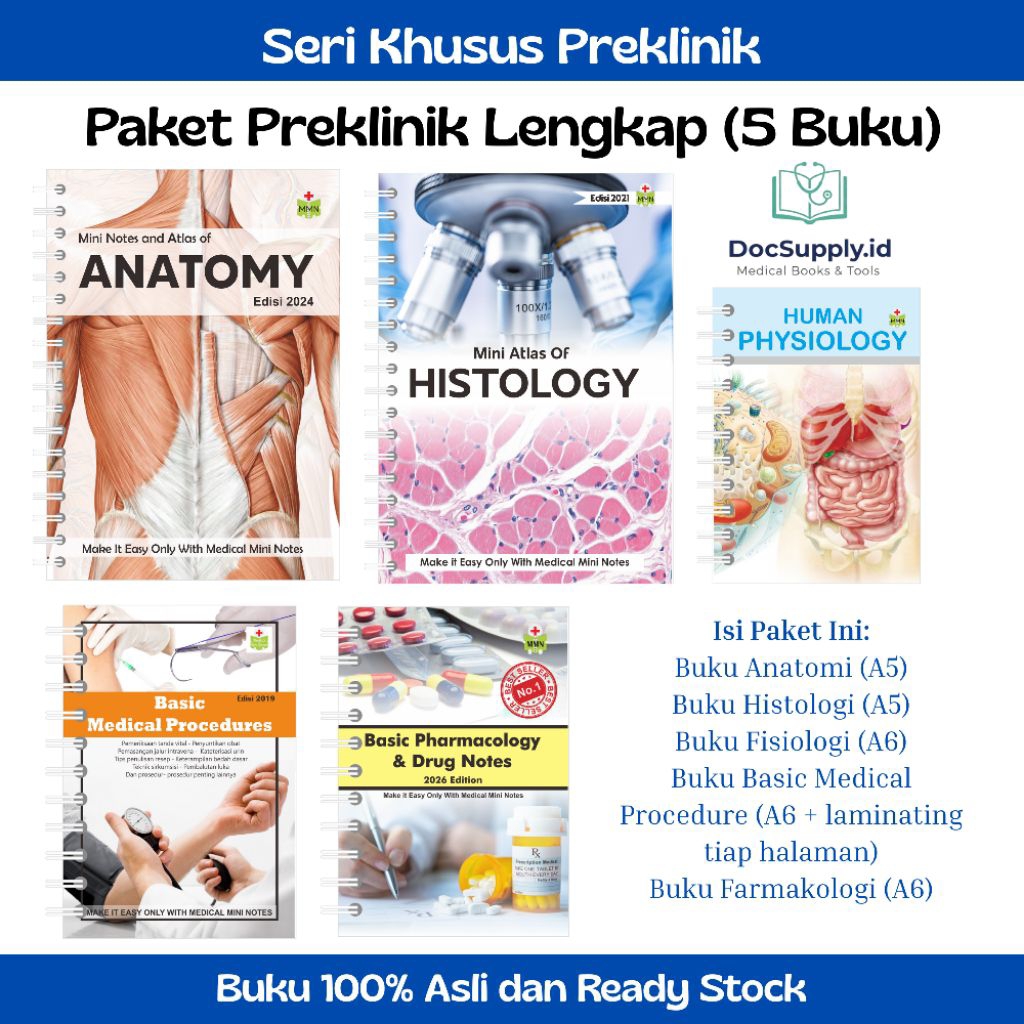Original Update | Paket Komplit MMN Kedokteran Dasar 5 Buku | Paket Preklinik Dasar Anatomi Fisiolog