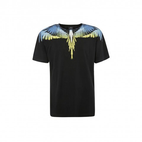 MARCELO BURLON WINGS BASIC T-SHIRT BLACK LIME SS20