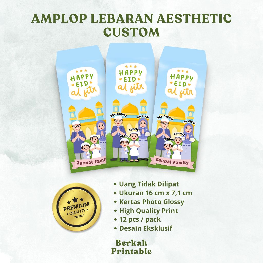 Amplop lebaran CUSTOM amplop uang THR desain 2026 Ukuran besar || Berkah Printable