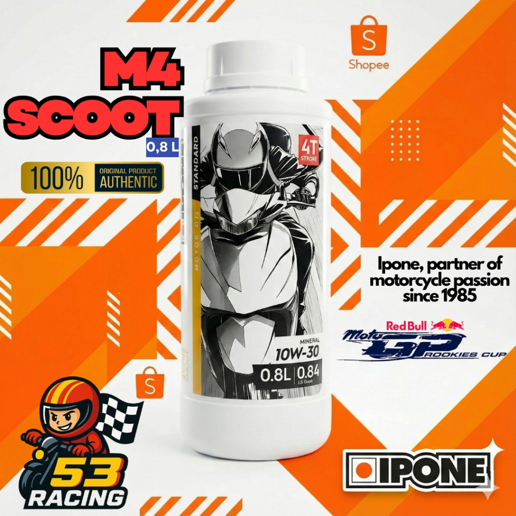 Ipone M4 Scoot 10W-40 0.8 L API SN Oli Mesin Motor Matic 4T