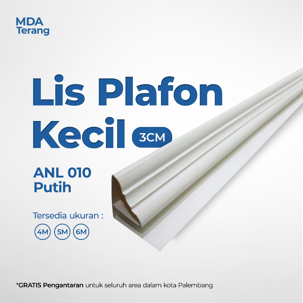 (PALEMBANG ONLY) Lis Plafon PVC Kecil 3cm – Panjang 4m/5m/6m