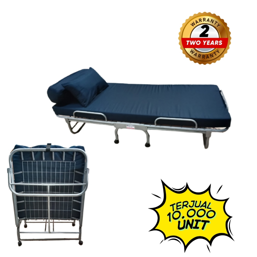 Ranjang Besi Lipat Folding Bed Beta Poppy Navy Minimalis Kuat Modern