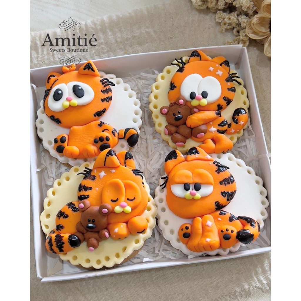 Garfields Cookies Deco isi 4 /  Cookies Hampers / Birthday Gift / Birthday Hampers / Kukis Natal / B