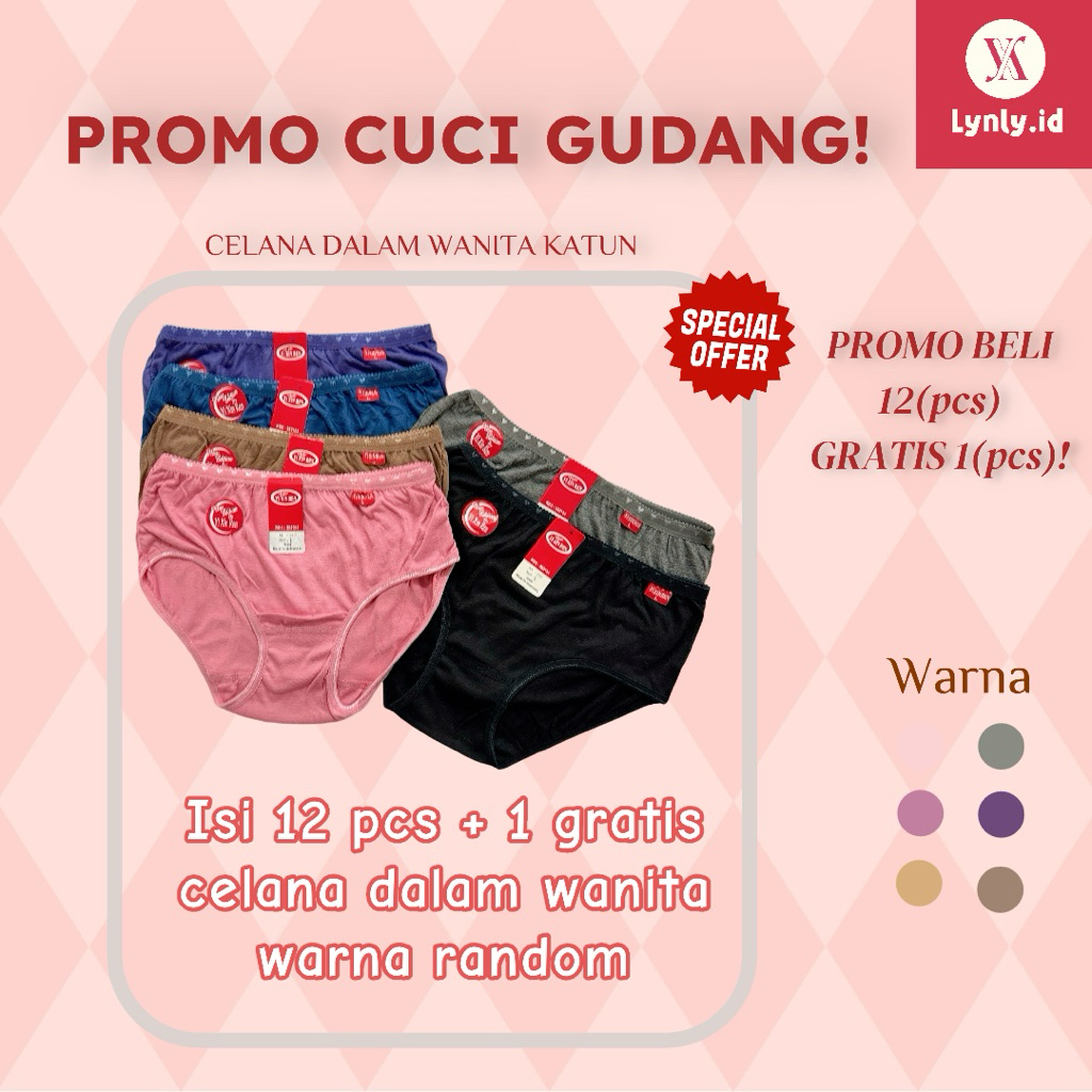 (12 Pcs) CELANA DALAM WANITA YI XIN REN CD PEREMPUAN POLOS 1 LUSIN CELANA DALAM WANITA YI XIN REN 22