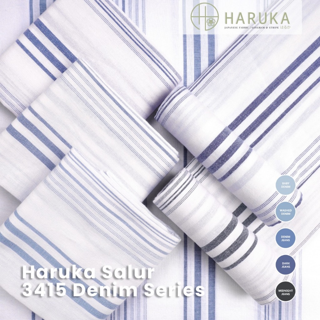 Haruka Salur 3415 Denim Series by SJA Textile Kain Motif Salur Ecer Rollan