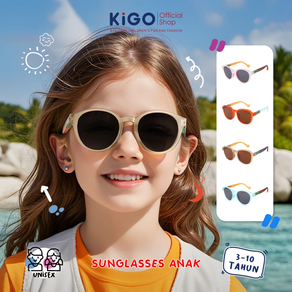 KIGO Kacamata Anak Sunglasses Anti UV400 Polarized TR90 Unisex Fashion Kekinian KB9695 - KB9696