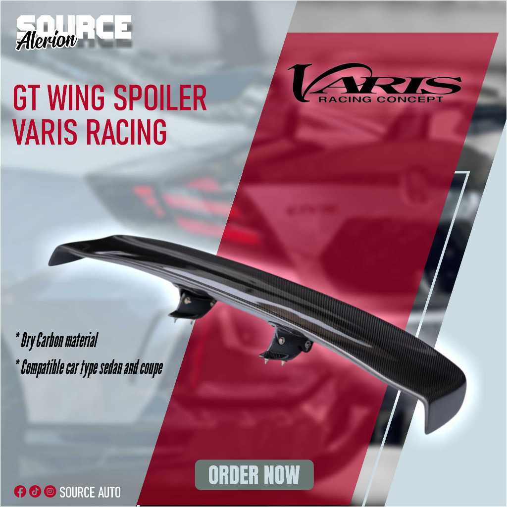 REAR GT WING SPOILER VARIS RACING DRY CARBON ORIGINAL - SPOILER BAGASI BELAKANG MOBIL SEDAN DAN COUP