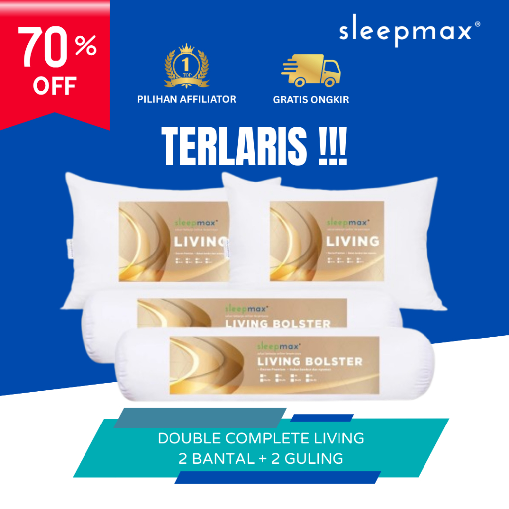 Sleepmax Paket 2 Bantal + 2 Guling Double Complete Living Pillow Bolster