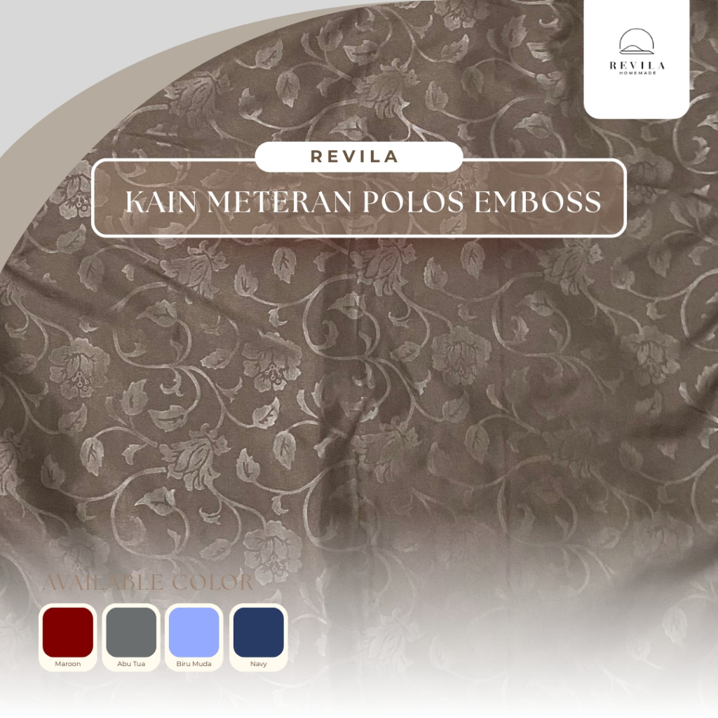 REVILA Kain Meteran Polos Embos Eceran Bahan Disperse - Polymicro | Kain Sprei Meteran 1/2 Meter