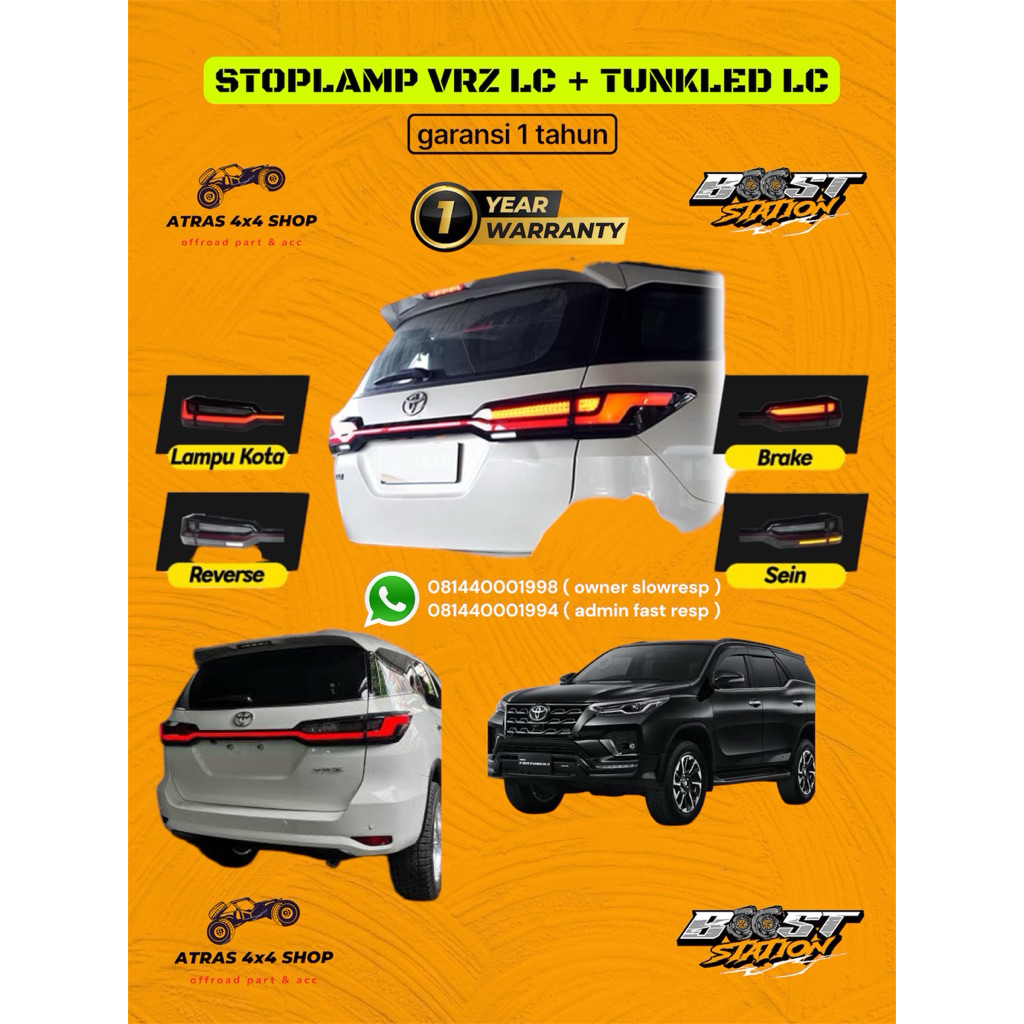 stoplamp vrz lampu belakang variasi fortuner 2gd 1gd gr legender tunkled lexus