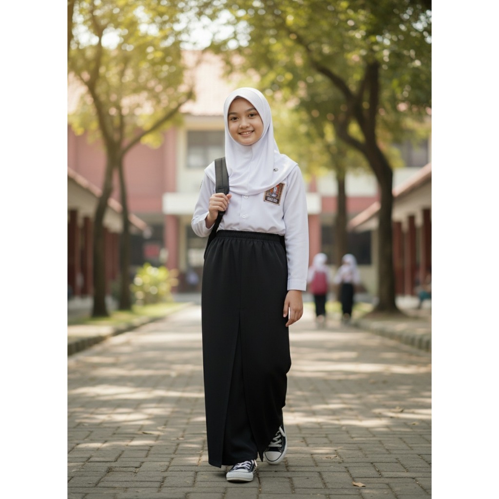 SERAGAM SEKOLAH SMP ROK PANJANG HITAM SPAN 1 BAHAN DRILL PINGGANG TANPA KARET PEREMPUAN MURAH MERIAH