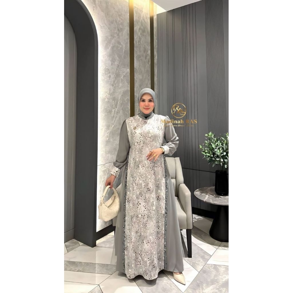 Lalina Dress by Madinah Ras / Gamis kondangan motif elegan terbaru