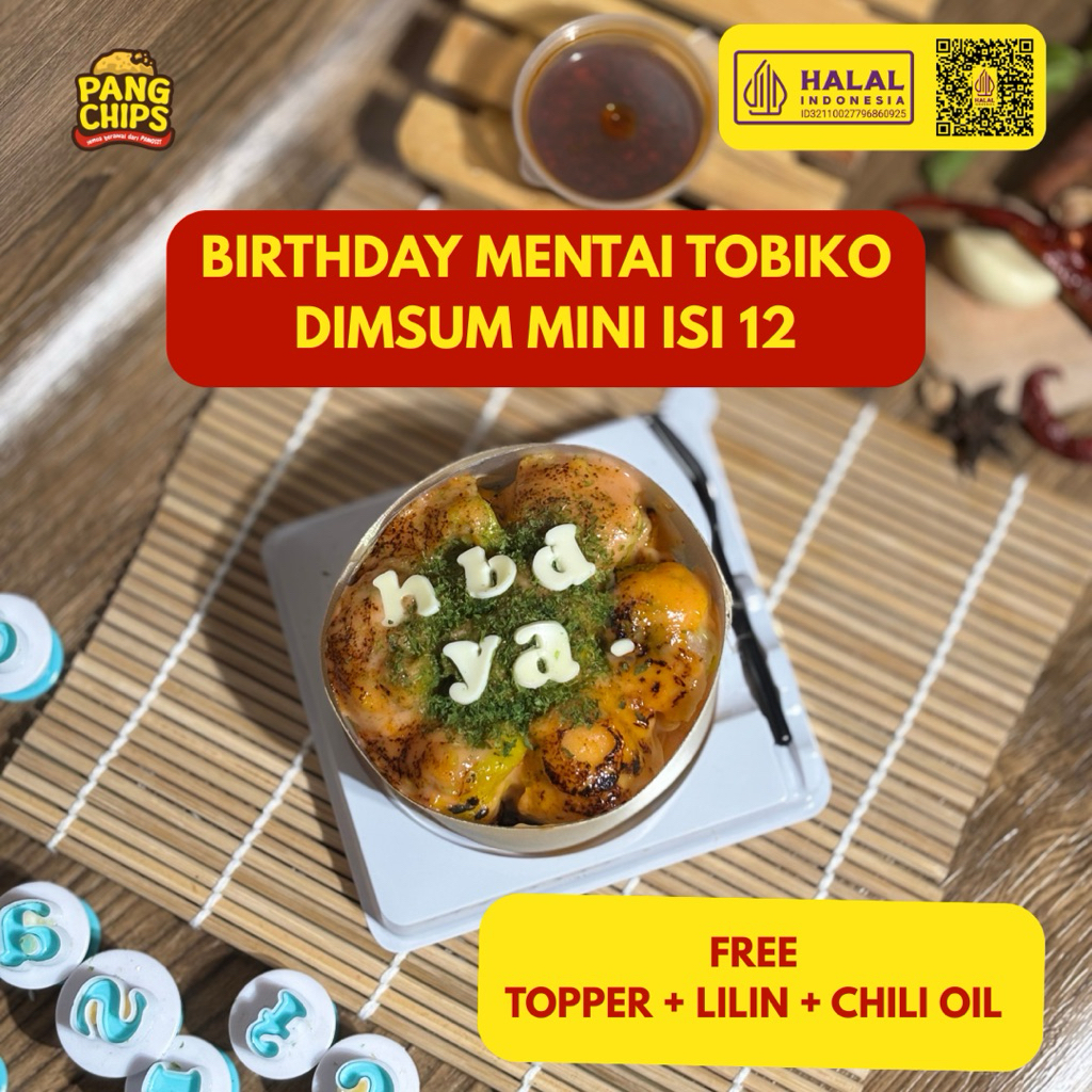 Birthday Dimsum Mini Mentai Tobiko Cake isi 12 free Lilin + Topper + Chili oil