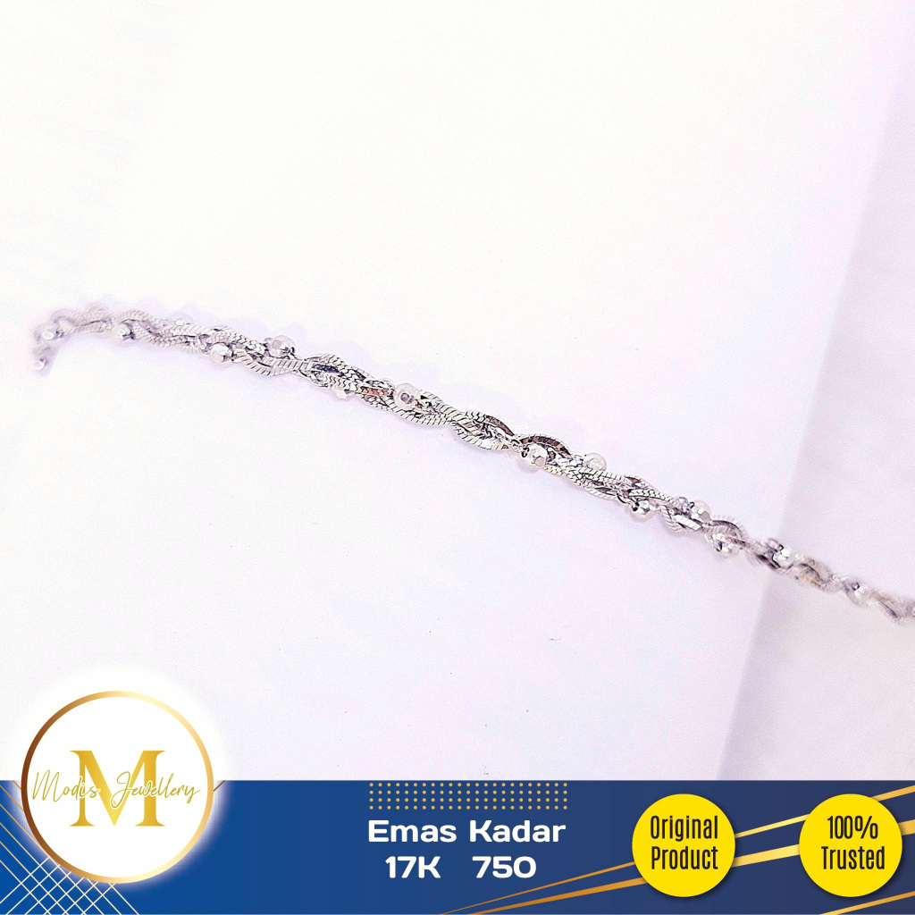 MODIS JEWELLERY - Gelang Lilit Biji Lada Putih - Emas 17k  750