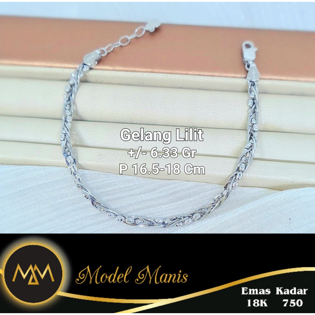 Model Manis Gold - Gelang Lilit Biji Lada Putih - Emas 17k 750