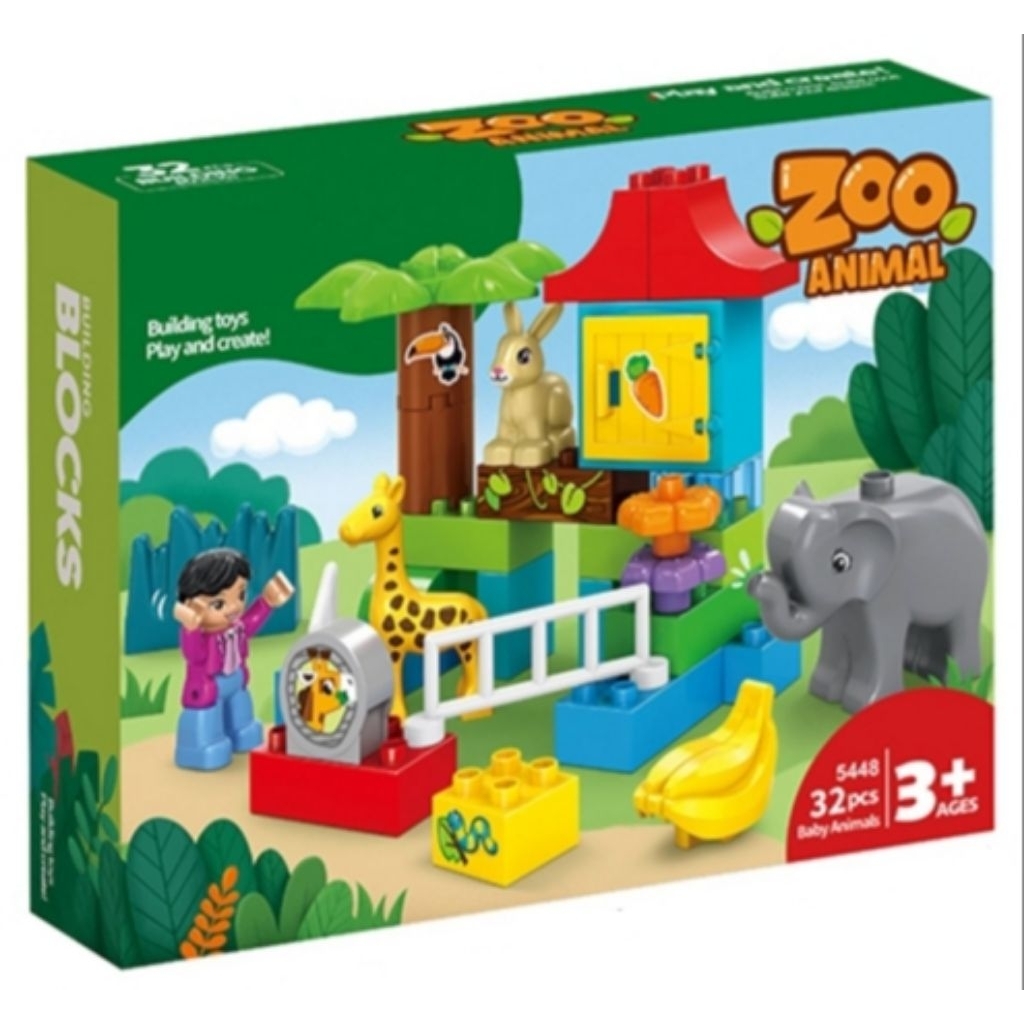 Zoo Animals Building Blocks Set / Mainan Blok Kebun Binatang / Mainan Edukasi Anak Balok Bricks Puzz