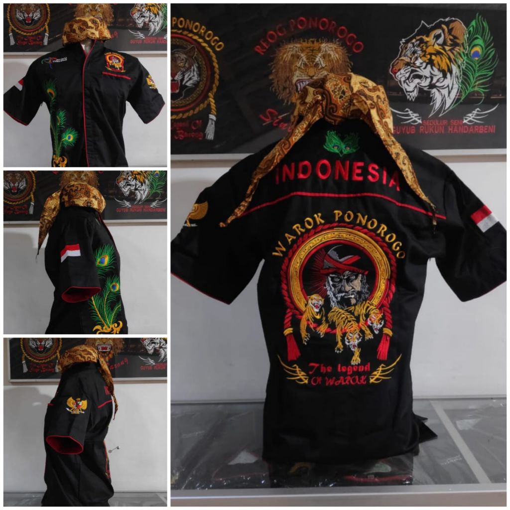 warok macan bordir / baju budaya / baju bordir ponorogo / kemeja reog