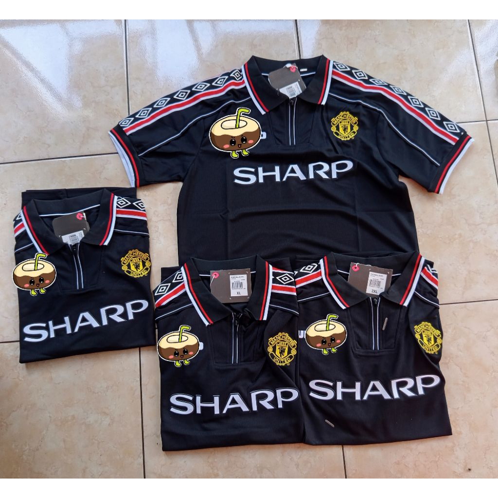 Jersey Retro vintage MU hitam sharp umbro 1999