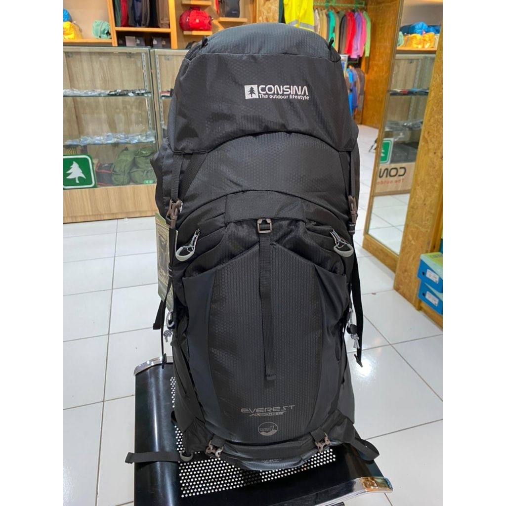 Consina Everest gen 3 black 60+5L tas gunung outdoor