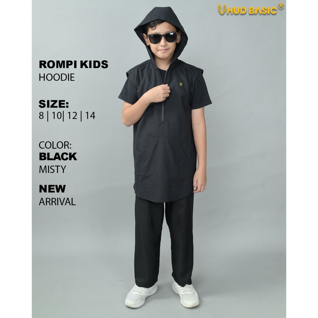 Uhud Basic - Rompi Hoodie Kids Bahan Katun Soft Slub